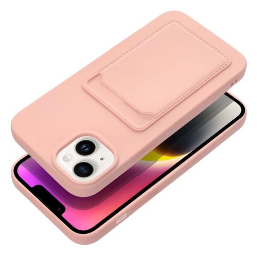 iPhone 14 Plus Card Case Szilikon tok hátlapi kártyatartóval rózsaszín