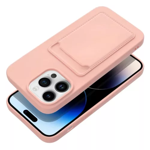 iPhone 14 Pro Max Card Case Szilikon tok hátlapi kártyatartóval rózsaszín