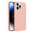 iPhone 14 Pro Max Card Case Szilikon tok hátlapi kártyatartóval rózsaszín