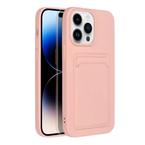 iPhone 14 Pro Max Card Case Szilikon tok hátlapi kártyatartóval rózsaszín