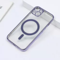   iPhone 14 Pro Max MagSafe-kompatibilis átlátszó TPU tok lila kerettel Alphajack