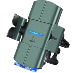   USAMS CD133 Szellőzőre rögzíthető automata telefontartó és Qi vezeték nélküli töltő 10W fekete
