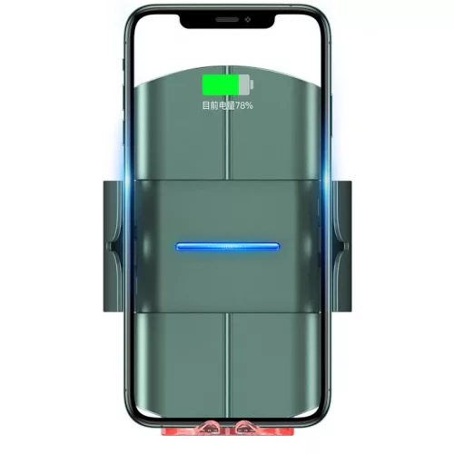USAMS CD133 Szellőzőre rögzíthető automata telefontartó és Qi vezeték nélküli töltő 10W fekete