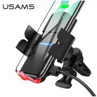 USAMS CD133 Szellőzőre rögzíthető automata telefontartó és Qi vezeték nélküli töltő 10W fekete