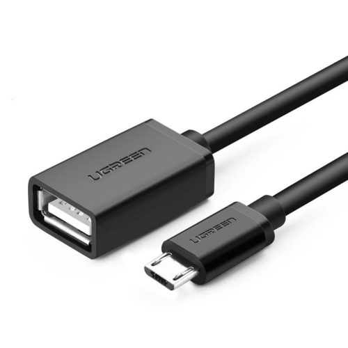 Ugreen USB (aljzat) - micro USB (csatlakozóvég) OTG kábel adapter 12cm USB 2.0 480Mbps fekete (US133 10396)