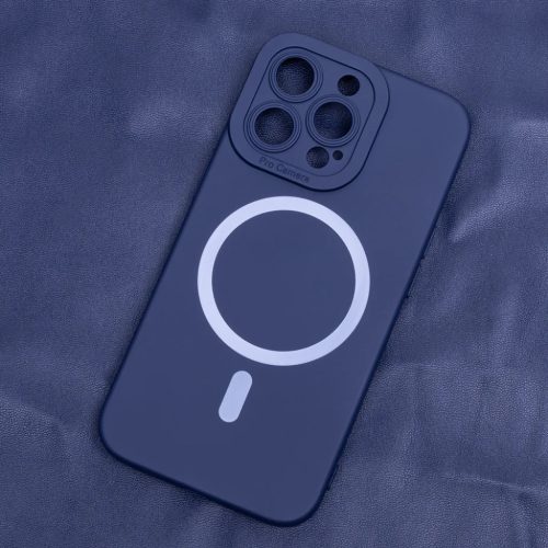 iPhone 14 Plus Szilikon MagSafe kompatibilis tok sötétkék