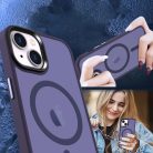iPhone 14 Plus MagSafe-kompatibilis áttetsző matt tok sötétlila Alphajack