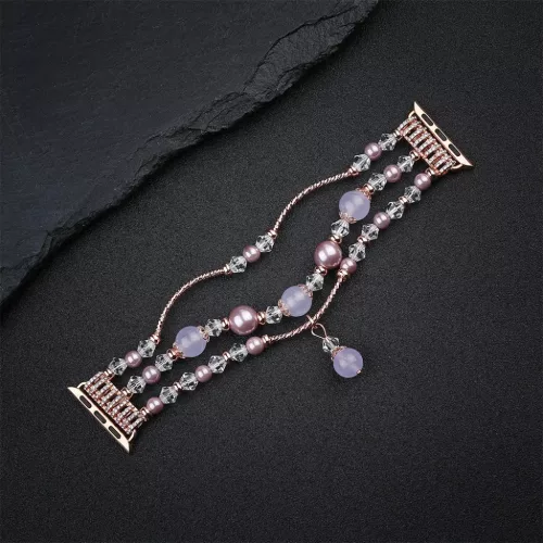 Apple Watch 38/40/41mm Karkötős óraszíj design 4 arany-lila