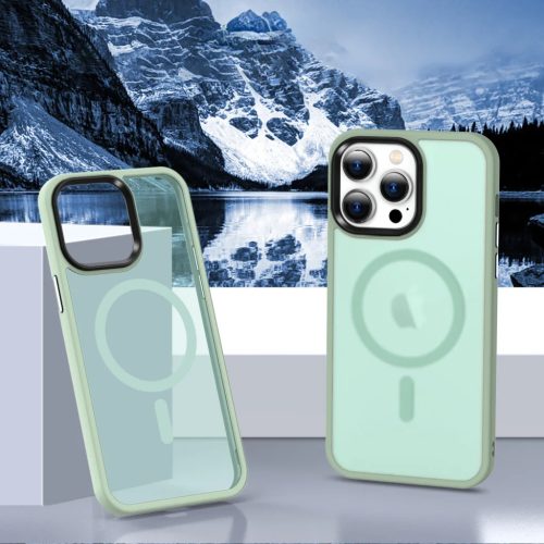 iPhone 15 Pro Max MagSafe-kompatibilis áttetsző matt tok világoszöld Alphajack