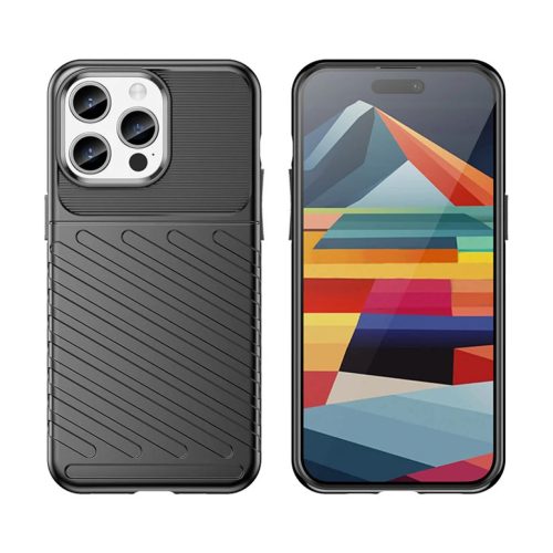 Telefontok iPhone 15 Pro Max Thunder fokozott védelmet biztosító flexibilis TPU tok fekete