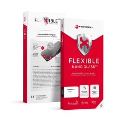   iPhone 15 Pro Forcell Flexible Nano Glass 5D kijelzővédő üvegfólia fekete kerettel + felhelyezést segítő keret