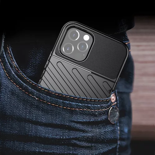 iPhone 15 Plus Thunder fokozott védelmet biztosító flexibilis TPU tok fekete