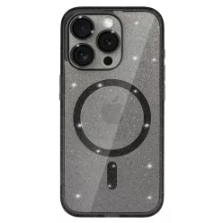 iPhone 11 Glitter MagSafe tok fekete áttetsző