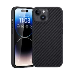   iPhone 15 Plus fekete Benks Tok Mágneses Hibrid Armor Pro Kevlar Fém Keret 600D tok