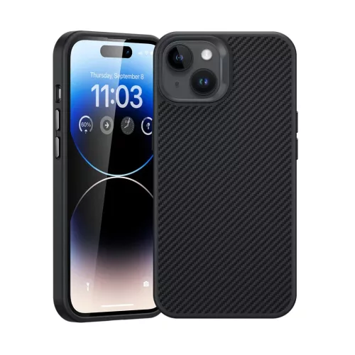 iPhone 15 Plus fekete Benks Tok Mágneses Hibrid Armor Pro Kevlar Fém Keret 600D tok