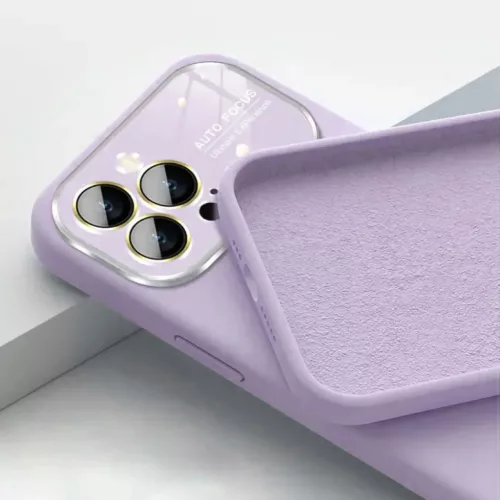 Puha Szilikon Lencse Tok iPhone 15 Plus-hoz világoslila