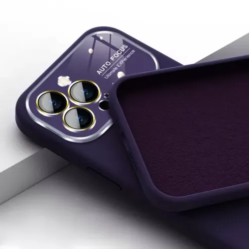 Soft Silicone Lencsevédő tok iPhone 15 Plus lila