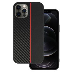   Tel Protect CARBON tok iPhone 12 Pro Max fekete piros csíkkal