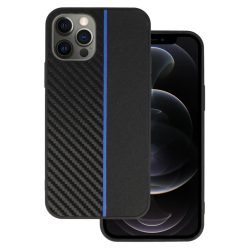   Tel Protect CARBON tok iPhone 12 Pro Max-hoz, fekete kék csíkkal