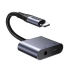 Joyroom SY-L01 Lightning - Lightning / 3.5 mm mini jack DAC adapter 2in1 - fekete