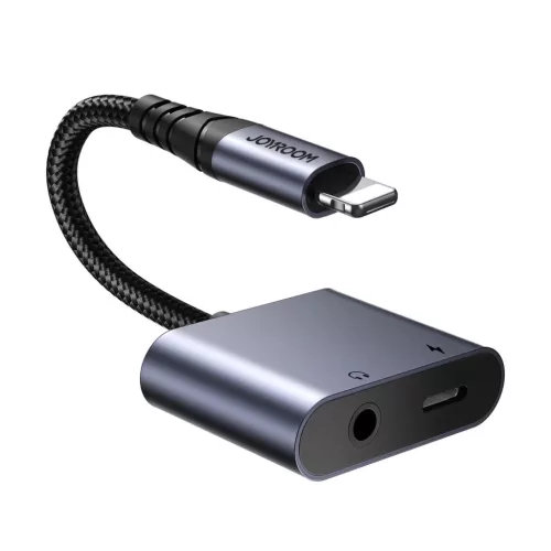 Joyroom SY-L01 Lightning - Lightning / 3.5 mm mini jack DAC adapter 2in1 - fekete