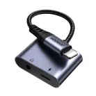Joyroom SY-L01 Lightning - Lightning / 3.5 mm mini jack DAC adapter 2in1 - fekete