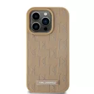 Karl Lagerfeld PU Leather Monogram Metal Logo MagSafe tok iPhone 14 Pro Max Beige