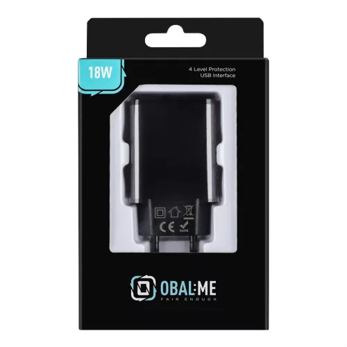 OBAL:ME Hálózati USB töltő adapter 18W Fekete