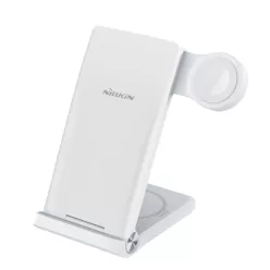   Nillkin PowerTrio 3in1 Vezeték Nélküli Töltő Apple Watch fehér (MFI) Töltőállomás