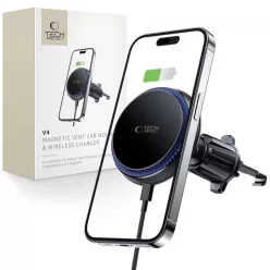   Tech-Protect MM15W-V4 autós telefontartó MagSafe 15W induktív töltővel légbefúvóhoz - fekete