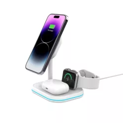   Tech-Protect QI15W-A27 3in1 vezeték nélküli töltőállomás MagSafe technológiával okostelefonokhoz / Apple Watch-hoz / AirPods-hoz - fehér