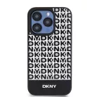 DKNY PU Leather Repeat Pattern Bottom Stripe MagSafe tok iPhone 13 Pro Max-hoz fekete