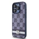 DKNY PU bőrből készült kockás mintás és csíkos tok iPhone 15 Pro Max-hoz kék