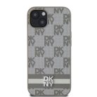 DKNY PU Bőr Kockás Minta és Csíkos iPhone 13 tok Bézs