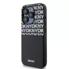 DKNY PU bőrmintás kártyazsebes tok iPhone 14 Pro Max Fekete