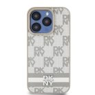 DKNY PU bőrből készült kockás mintás és csíkos tok iPhone 14 Pro-hoz bézs