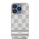 DKNY PU bőrből készült kockás minta és csíkos tok iPhone 13 Pro Max Bézs