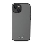 DKNY PU Bőr Ezüst Fém Logó Magsafe tok iPhone 13-hoz Szürke