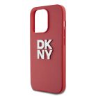 DKNY PU bőr Stack Logo csuklópántos tok iPhone 14 Pro piros