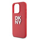 DKNY PU bőr Stack Logo csuklópántos tok iPhone 15 Pro Max-hoz Piros