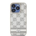 DKNY PU bőr kockás mintázatú és csíkos tok iPhone 15 Pro Max Bézs