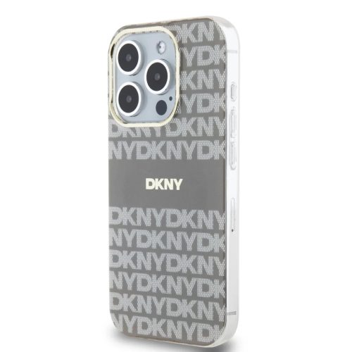 DKNY PC/TPU Repeat Pattern Tonal Stripe Magsafe tok iPhone 14 Pro Beige