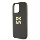DKNY PU bőr Stack Logo csuklópántos tok iPhone 14 Pro Max barna tok