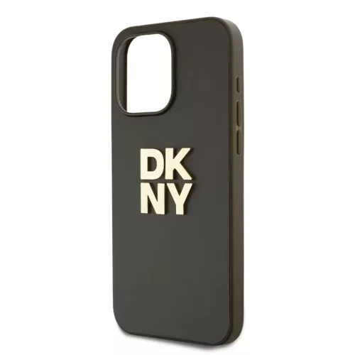 DKNY PU bőr Stack Logo csuklópántos tok iPhone 14 Pro Max barna tok