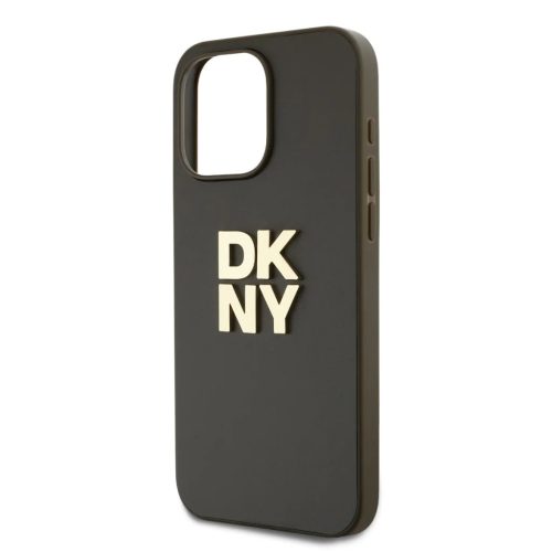 DKNY PU Leather Stack Logo csuklópántos tok az iPhone 15 Pro Max számára Barna