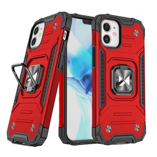 Wozinsky Ring Armor tok iPhone 14 Plus páncél tok mágneses tartóval piros
