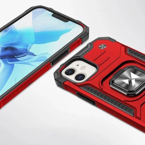 Wozinsky Ring Armor tok iPhone 14 Plus páncél tok mágneses tartóval piros