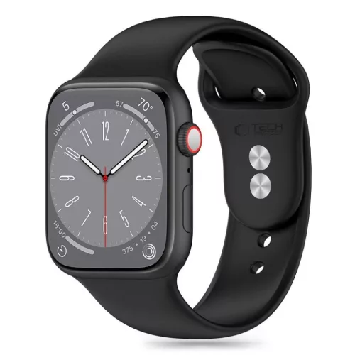 Tech-Protect Szilikon Szíj Apple Watch 4 / 5 / 6 / 7 / 8 / 9 / 10 / 11 / SE (38 / 40 / 41 mm) - Fekete