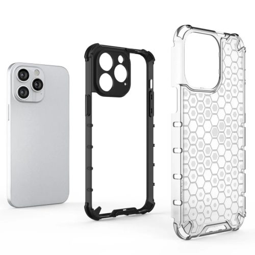 Honeycomb tok iPhone 14 Pro-hoz páncélozott hibrid átlátszó burkolat