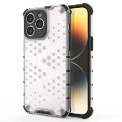   Honeycomb tok iPhone 14 Pro Max páncélozott hibrid tok átlátszó